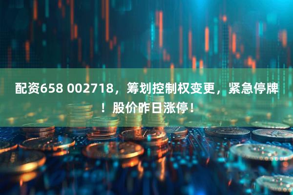 配资658 002718,筹划控制权变更,紧急停牌!股价昨日涨停!